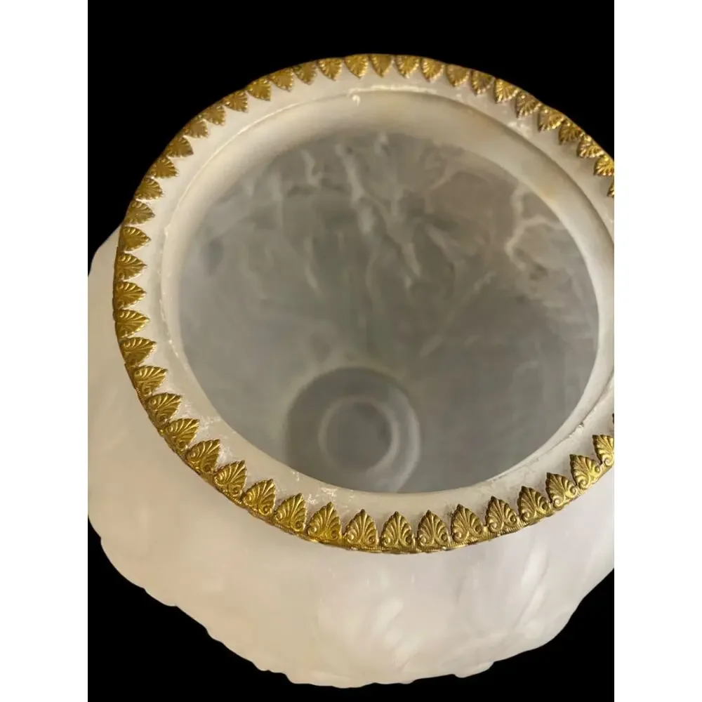 Vintage Art Nouveau Satin Glass Vase Brass Ormolu Fittings Poppy Design 9